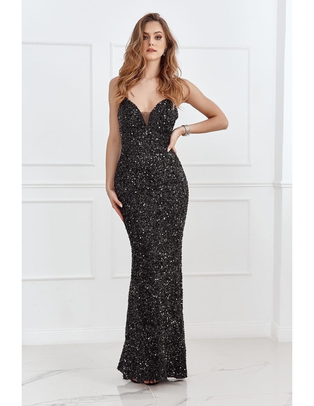 Maxi dress for special occasions, black 18523 - Online store - Boutique